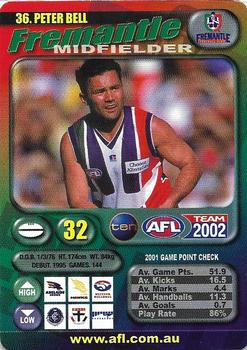 2002 Team Zone AFL Team #36 Peter Bell Front